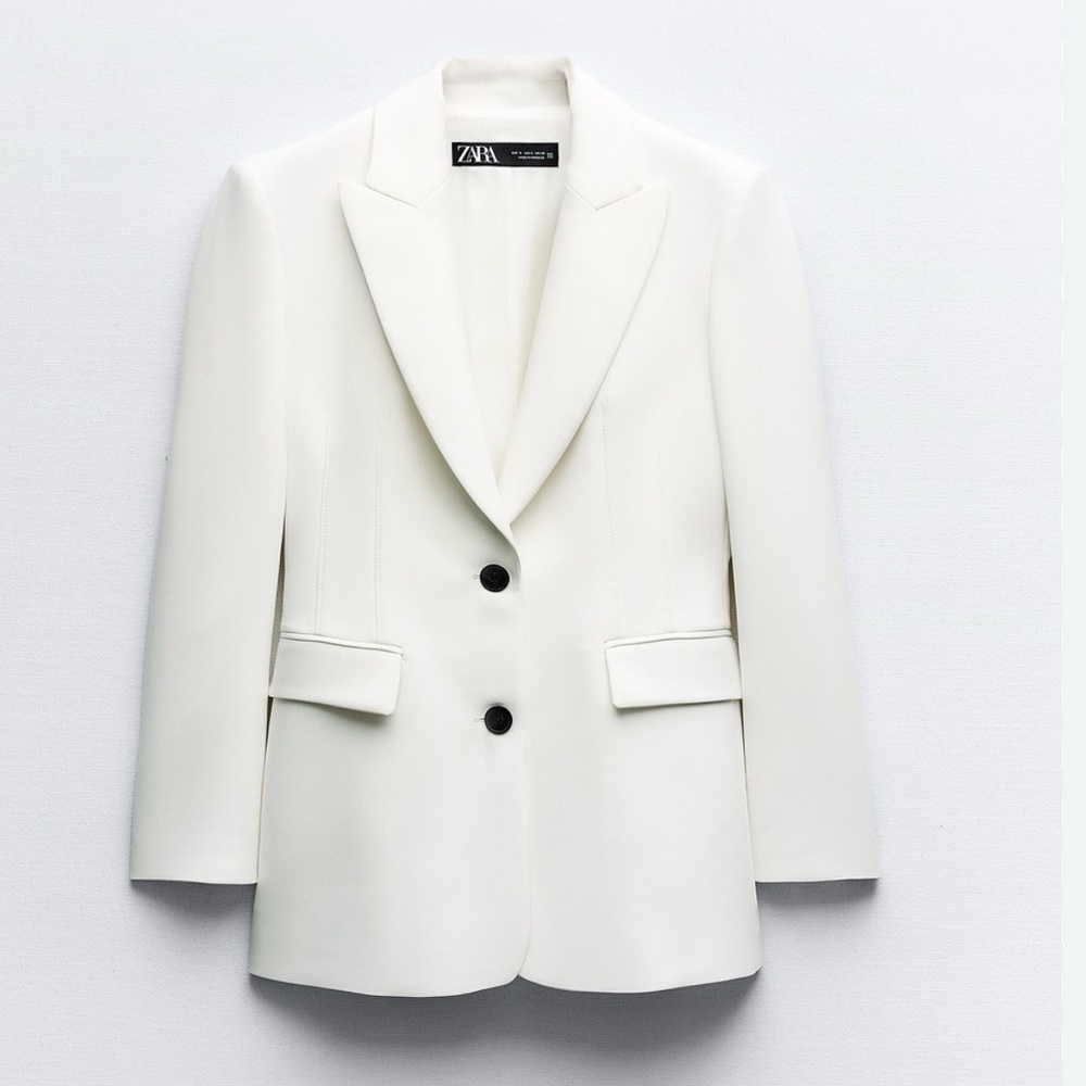 ZARA White Tailored Blazer Jacket Women’s Size XL Classic Fit Pre-Owned